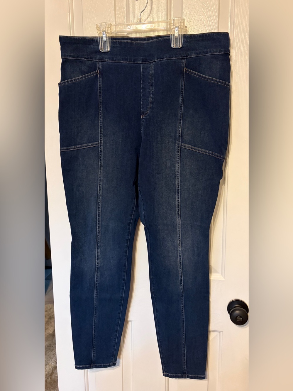 Duluth Trading Co Jean-Netics Pull-On Stretch Skinny Jeans Dark Blue Size 18 - Picture 2 of 11
